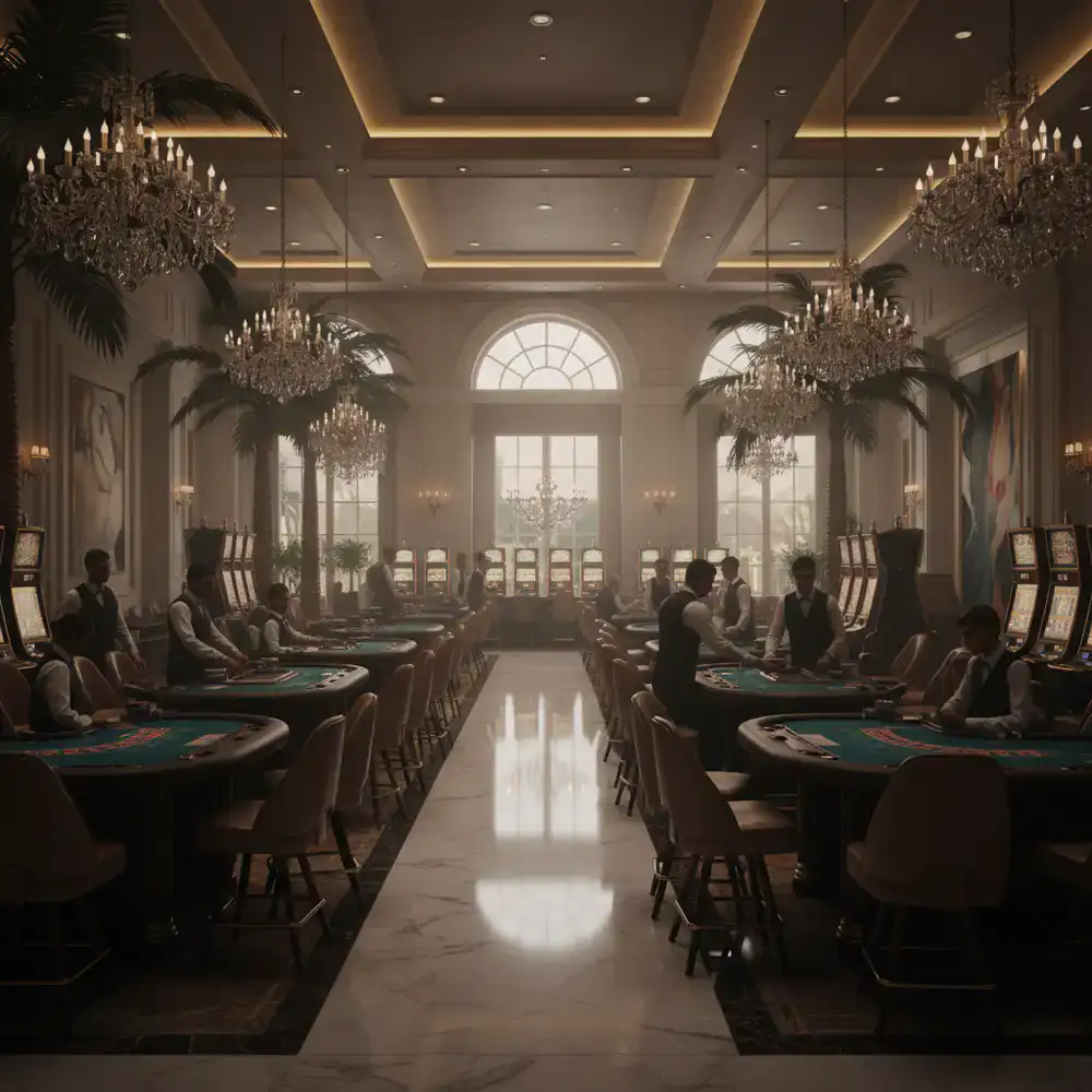 Premium casino floor at night